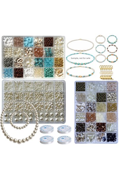 By MO Accessories Σετ κατασκευής κοσμημάτων με 3 χάντρες σε μπλε καφέ αποχρώσ...