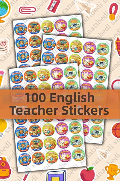 sanatıbedi Αγγλικά αυτοκόλλητα 100 τεμαχίων για δασκάλους - Έλεγχος εργασιών ...