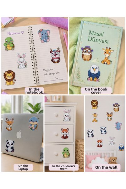 TRİMENT3D Set of 12 Cute Animal Stickers