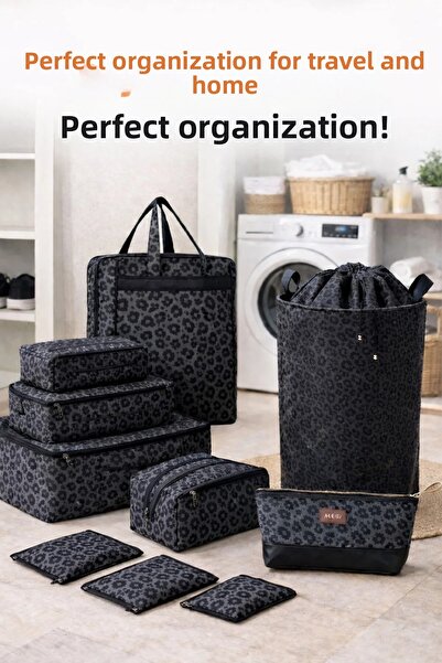 MorOflan Luxury Premium Leopard Patterned 10 Piece Luggage Organizer Set Make...