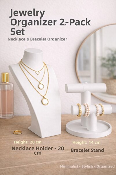 Cafio3D Stylish Set of 2 - Necklace and Bracelet Stand, Jewelry Display and O...