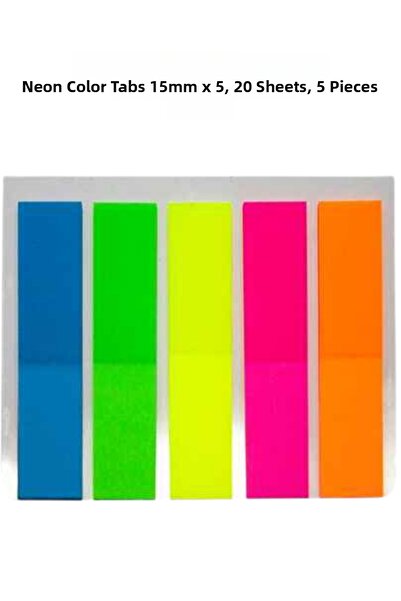 Dağtaş Kırtasiye Σελιδοδείκτης σε χρώμα νέον Notyaz, 20 φύλλα, 15mm x 5 – Έγχ...