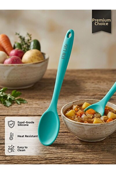 HB LİFE Silicone Serving Spoon Set 30 cm |   Fireproof Non-Stick Ultra Hard T...
