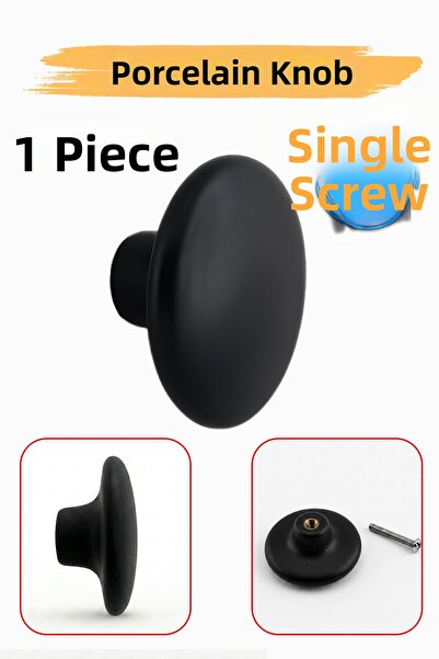 Badem10 (1 τεμάχιο) Πορσελάνινο Στρογγυλό Μαύρο Έπιπλο Έπιπλο Κουζίνας Ντουλά...