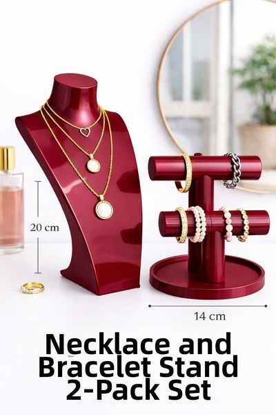 Cafio3D Stylish Set of 2 - Necklace and Bracelet Stand, Jewelry Display and O...