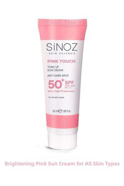 SİNOZ Pink Touch SPF 50 - Pink Facial Sunscreen 50ml, Skin Brightening Tone E...