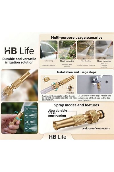 HB LİFE Faucet Tip Brass Hose Connection Adapter Pressurized Water Sprayer Wa...