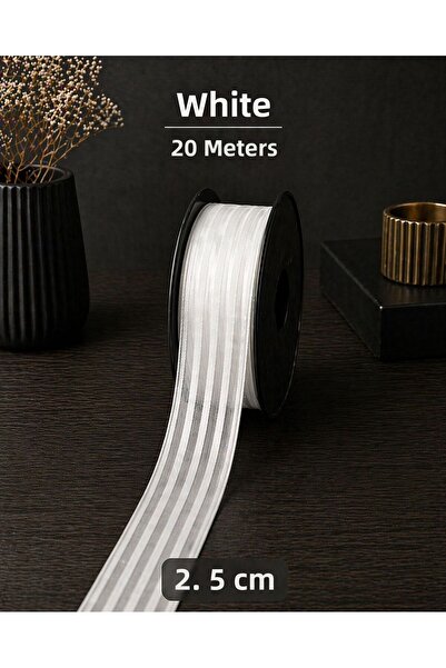 Esteks Dantel ve Tekstil Aksesuarları Ριγέ κορδέλα σιφόν 2,5 εκ. 20 μ., Νύφη,...