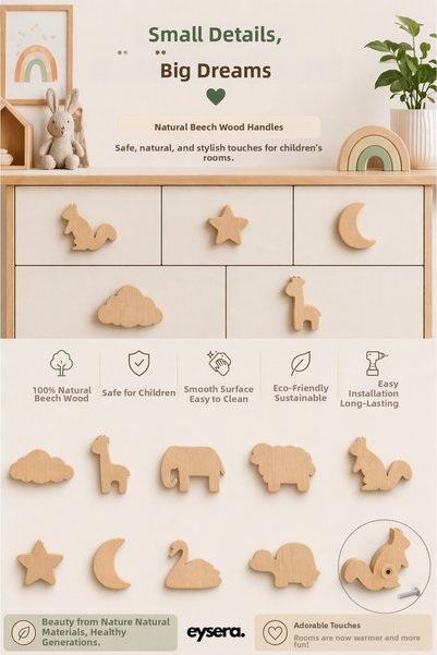 eysera Children's Room Furniture Handle, Drawer Handle, 2 Pieces