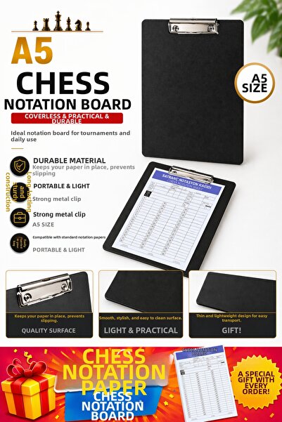 Aklımla Oynuyorum A5 Chess Notation Pad - Coverless – Lightweight and Durable...