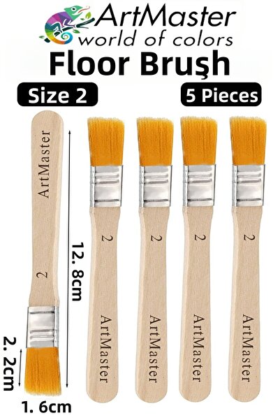 Artmaster Floor Brush Number 2 5 Pieces Paint Brush Synthetic Silk Tip Bristl...