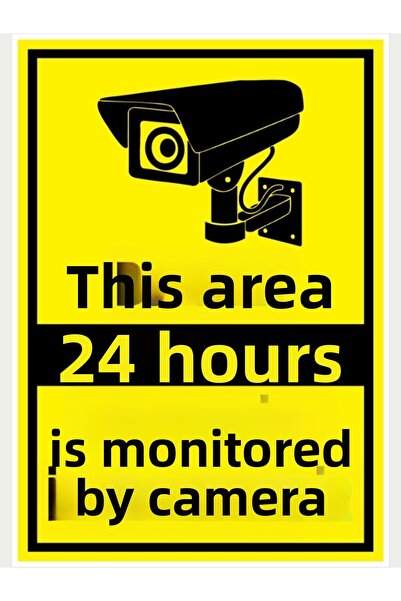 online shopping dsg store 24 Hour Security Camera Warning Sign Yellow Black S...