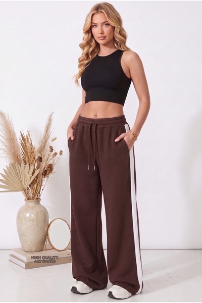 DAXİS Sportwear Company ΓΥΝΑΙΚΕΙΑ Φαρδιά Φούτερ Παντελόνια με Λευκές Ρίγες