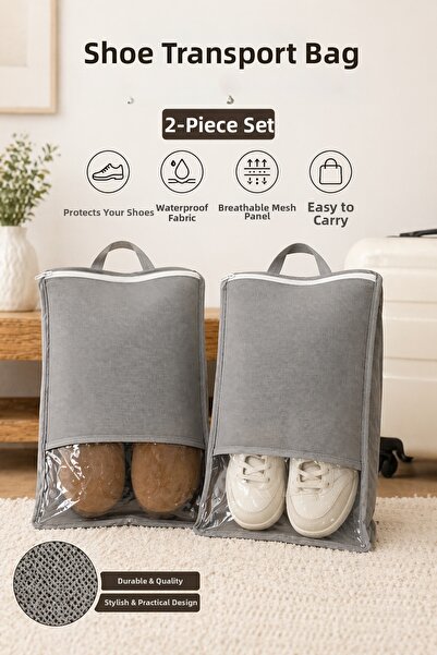 Çınar Ev Tekstil 2-Piece Shoe Carrying Bag with Zipper and Transparent Window...
