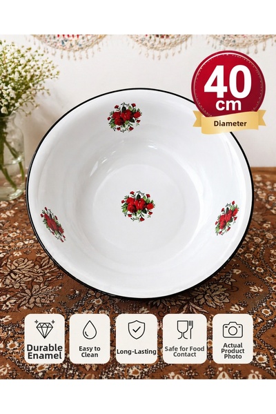 ALEV Enamel Basin 40 cm Large Size – Durable, Easy to Clean, Long-Lasting Cla...