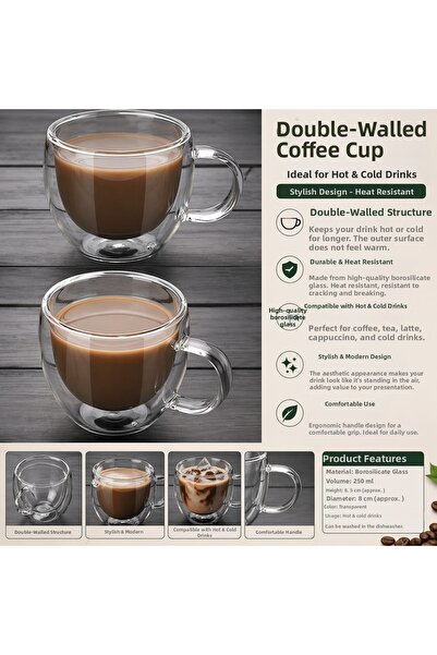 House Bird Double-Walled Heat-Resistant Coffee Cup – Transparent Double Wall ...