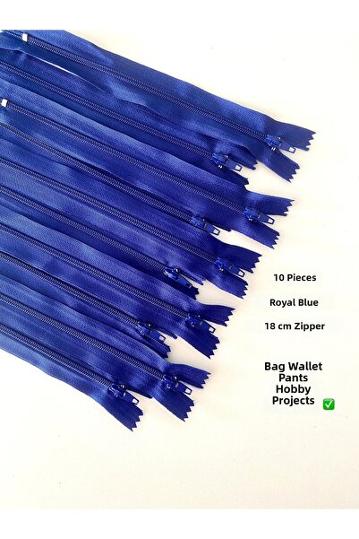 seyranat 10 Pieces Saks Blue 18 cm Quality Zipper for Bags, Wallets, Trousers...
