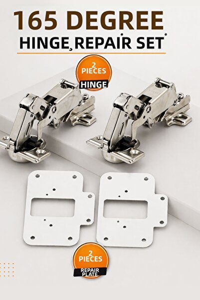 Badem10 Μεντεσέδες πόρτας ντουλαπιού 165 μοιρών, σετ 2 τεμαχίων, μεντεσέδες ρ...