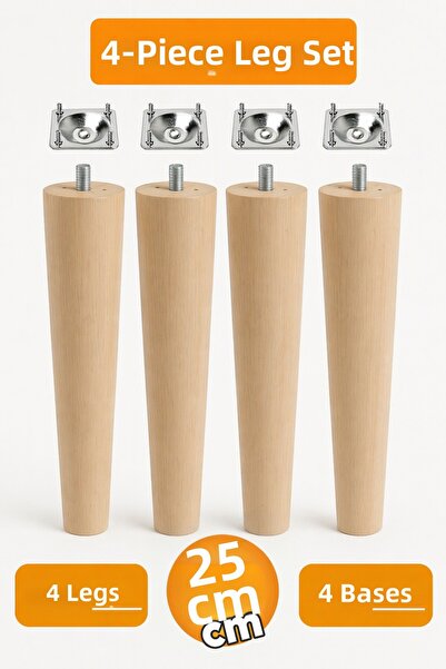 Badem10 Ξύλινο Τραπέζι Τραπεζάκι Σαλονιού 25 εκ. - Σετ 4 τεμαχίων με βάση τηλ...