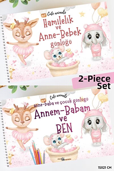 Lodos ΣΕΤ 2 Βιβλίων Αναμνηστικών Σημειώσεων (Χαριτωμένα Ζώα, Ημερολόγιο Αναμν...