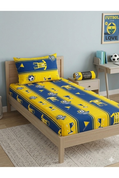 NİĞTEX Κίτρινο Ναυτικό Μπλε Σετ Ελαστικά Σεντόνια Μονό Βαμβακερό 100x200 Fan ...