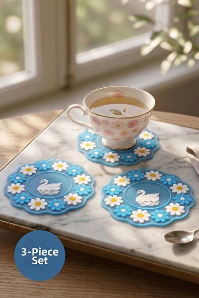 Vienev Σετ 3 τεμαχίων Daisy σουβέρ σιλικόνης μπλε 10 εκ. |   Ανθεκτικό στη θε...