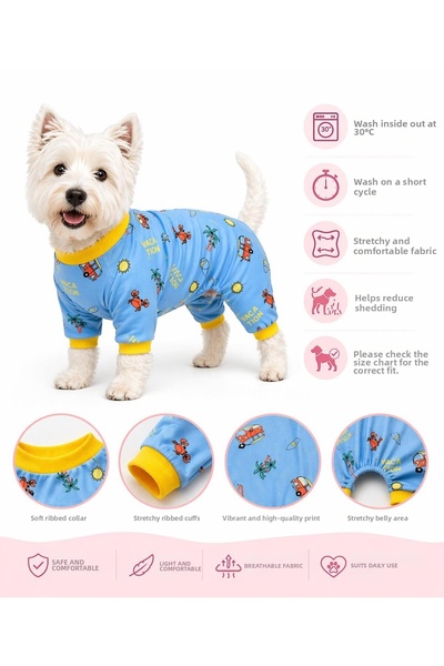 DOGİ&DOG Small Breed Summer Vibes Dog Jumpsuit Cat Outfit Dog Outfit (1-10kg)