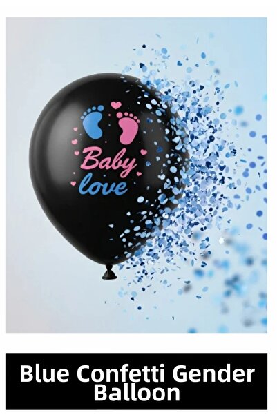Kozera # Black Opaque Latex Gender Reveal Balloon Baby Love Printed Helium Ba...