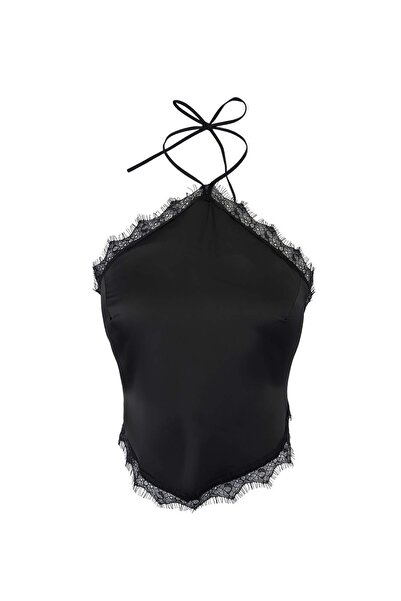 Συλλογή Trendyol Μαύρο σατέν μπουστάκι με δαντέλα και λεπτομέρειες TPRSS26BS0...