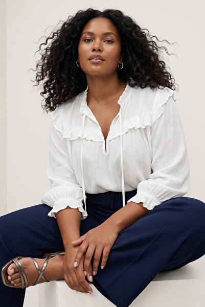 Trendyol Curve Μπλε ναυτικό παντελόνι με λάστιχο στη μέση Γκαμπαρντίνα Υφαντό...