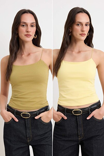 Trendyol Kollektion Gelb-hellkhakifarbener, normaler, figurbetonter, flexible...