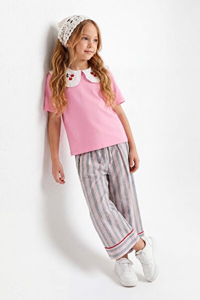 TRENDYOLKIDS Pink Plain Baby Embroidered Knitted Girls T-Shirt Tkdss26Ts00066