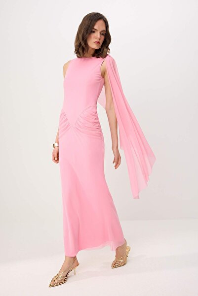 Συλλογή Trendyol Ροζ Πλεκτό Τούλινο Μάξι Βραδινό Φόρεμα & Φόρεμα Αποφοίτησης ...