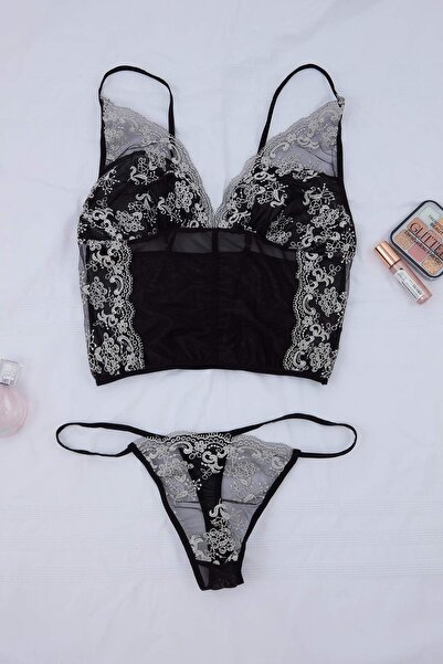 Trendyol Curve Μαύρο Σετ Εσωρούχων Αθλητικό Τοπ-Τάνγκα Χωρίς Κάλυμμα Στήθους ...