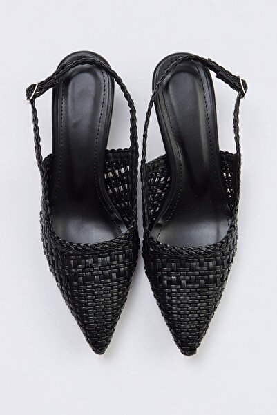 TRENDYOL SHOES Μαύρα πλεκτά γυναικεία κλασικά παπούτσια με τακούνι