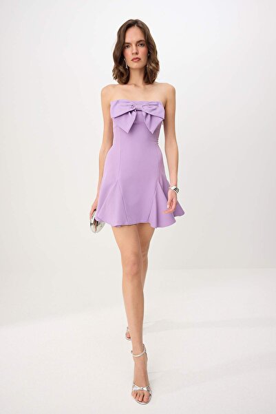 Συλλογή Trendyol Λιλά Φιόγκος με κορδέλα Στράπλες Φόρεμα Πάρτι Finike Κοντό /...