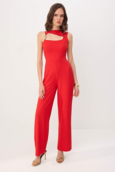 Συλλογή Trendyol Κόκκινο χρυσό αξεσουάρ Χαμηλό κόψιμο Ασύμμετρο λαιμόκοψη Αμά...