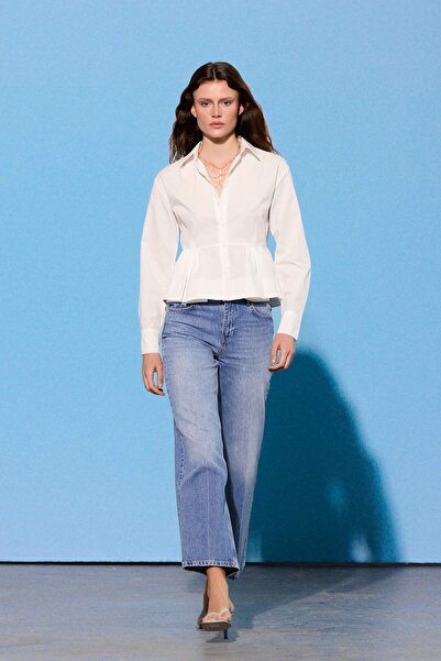 Συλλογή Trendyol Περιορισμένης Έκδοσης Λευκό Βαμβακερό Πουκάμισο με Εφαρμογή ...