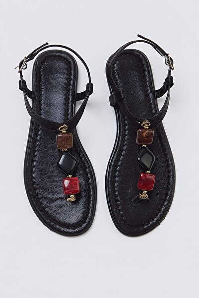 TRENDYOL SHOES Μαύρα γυναικεία σανδάλια TAKSS26SD00011