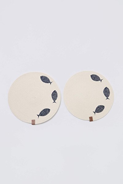 TRENDYOLMİLLA HOME Σετ Σουπλά τεμαχίων με θέμα τη θάλασσα και ψάθινη εμφάνιση...