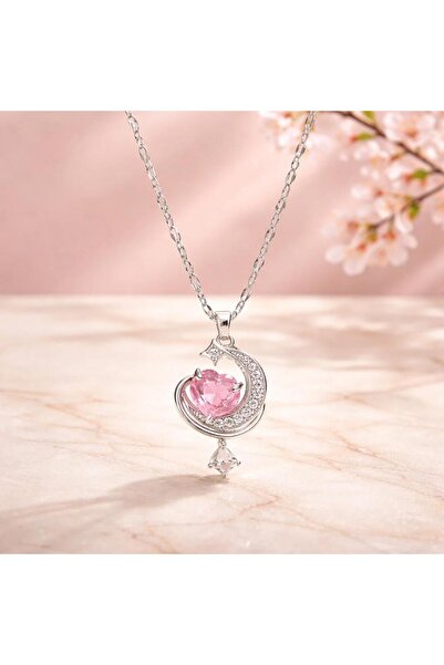Monivera Women's Silver Heart and Moon Patterned Tarnish Resistant Zircon Ste...