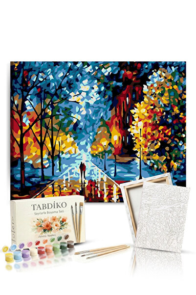 Tabdiko Sayılarla Boyama Seti 40 x 50 cm Tuval Şasesine Gerili Sonbahardan Kalan