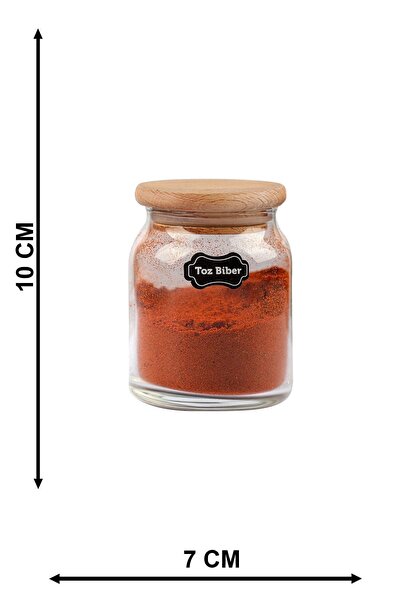 Karçiçeği Home 6’lı Premium Cam Baharatlık Seti Bambu Kapaklı Kaşıklı – Vakumlu Mutfak Organizer Çeyizlik Set