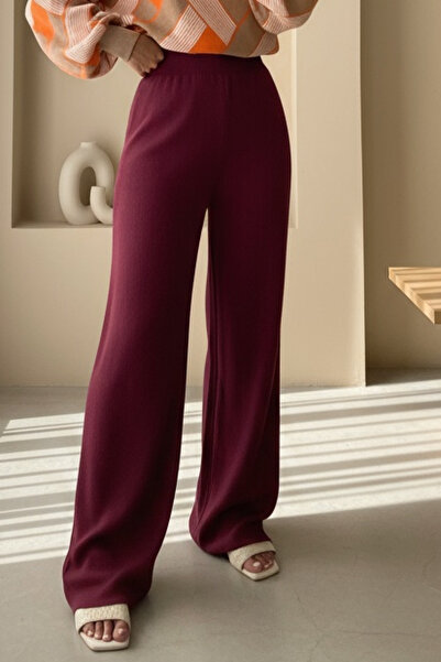 Modamorfo Χαλαρό πλεκτό παντελόνι - μπορντό