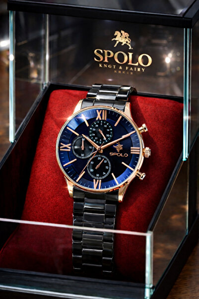 S.POLO New Season Black Color Metal Cord Men's Wristwatch Bracelet Gift Fathe...