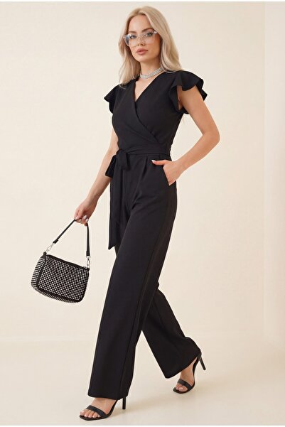 Modamorfo Ολόσωμη φόρμα με βολάν με φερμουάρ - μαύρο