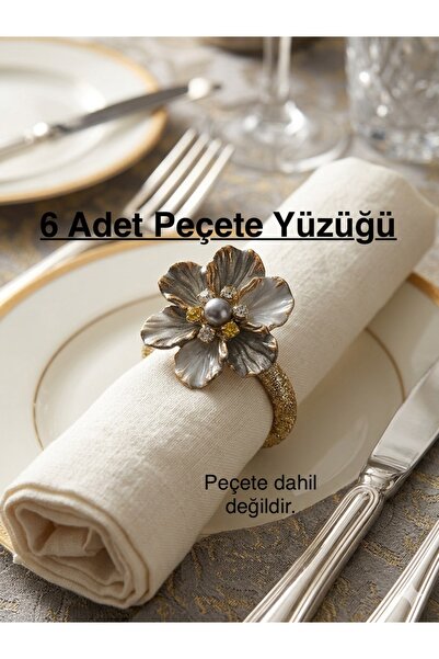 Zeren Home Gold Antrasit Geçişli Peçete Yüzüğü Halkası
