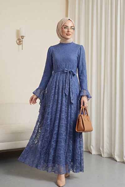 Modamorfo Φόρεμα με λουλουδάτο σχέδιο, δαντέλα γκιπούρ, μανίκια με βολάν, ζών...