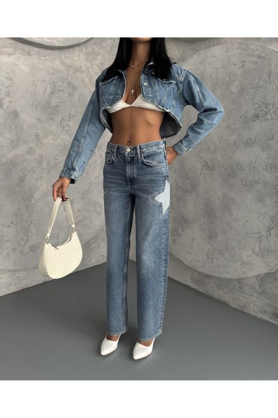 BPF Yüksek Bel Yildiz Detaylı Straıght Jeans