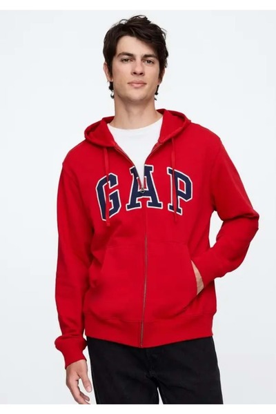 GAP V-Frch Ft Herıtage Logo Po Fz - 868454009 Ανδρικό φούτερ με κουκούλα ΚΟΚΚΙΝΟ